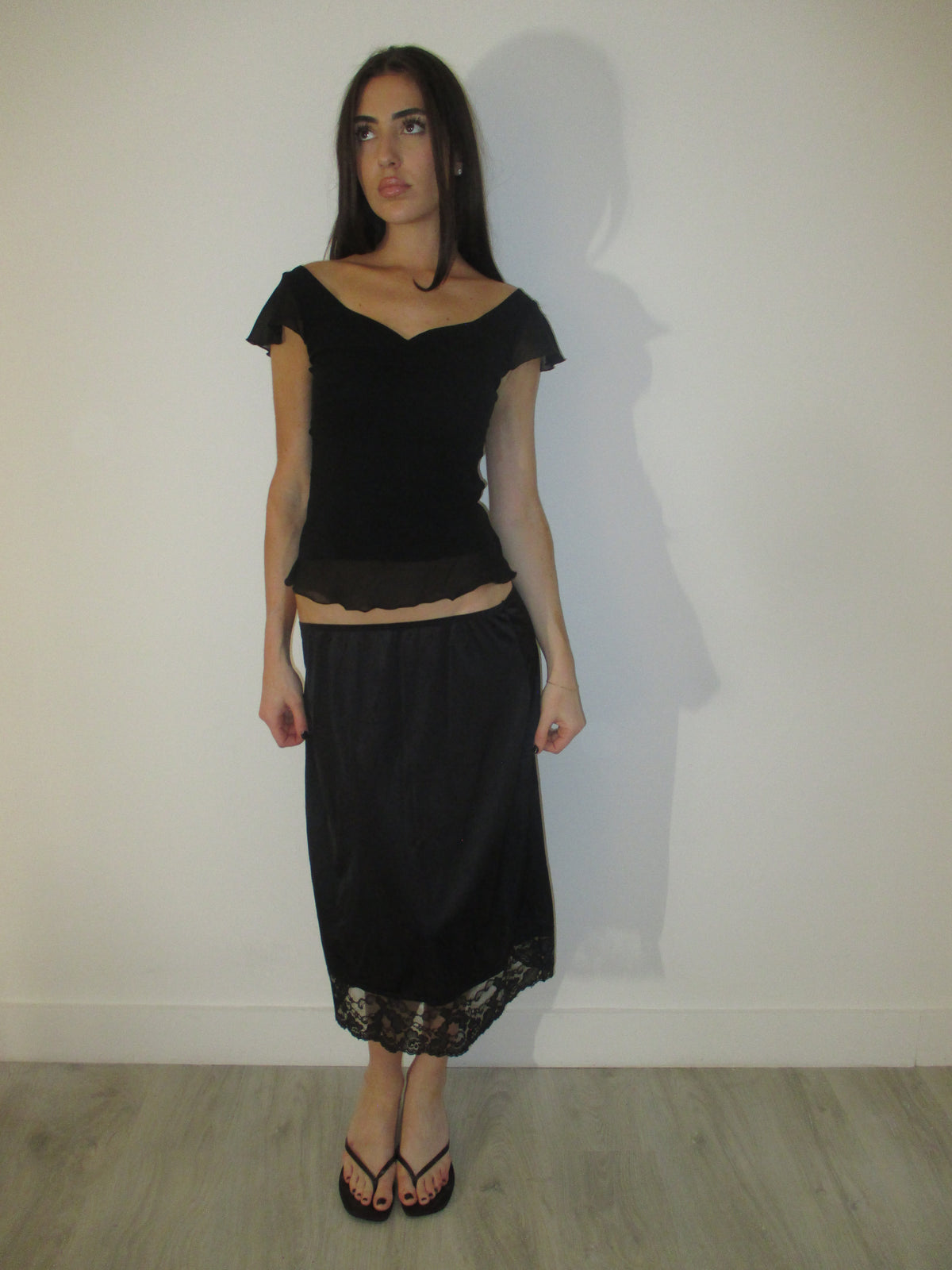 Black Flutter Sleeve Blouse