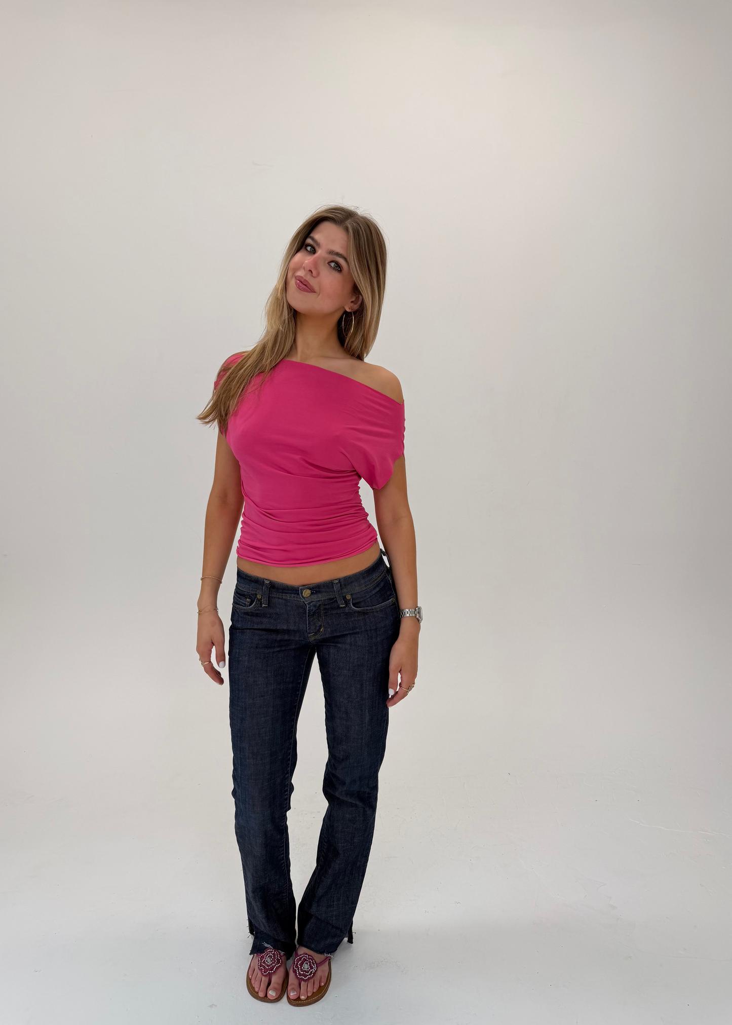 Hot Pink Off Shoulder Top