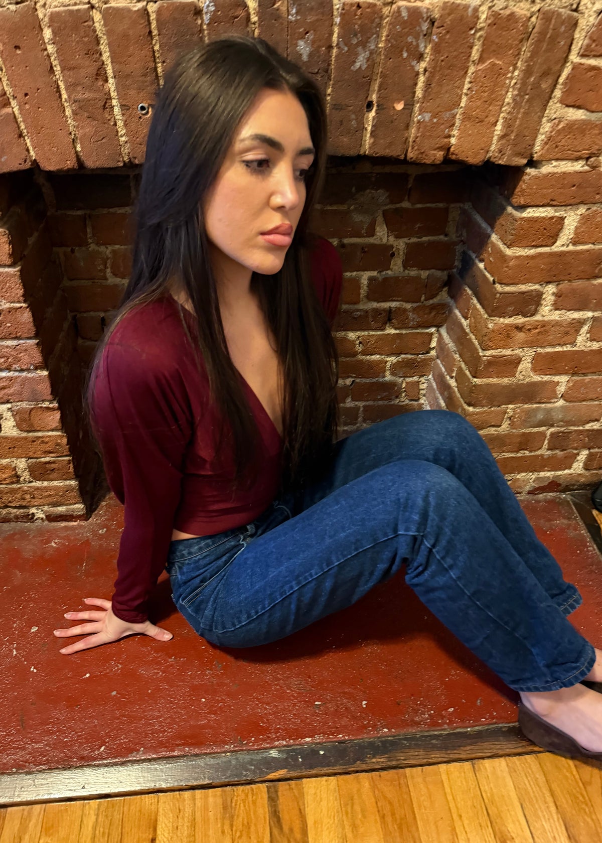 Red Wine Deep Plunge Top