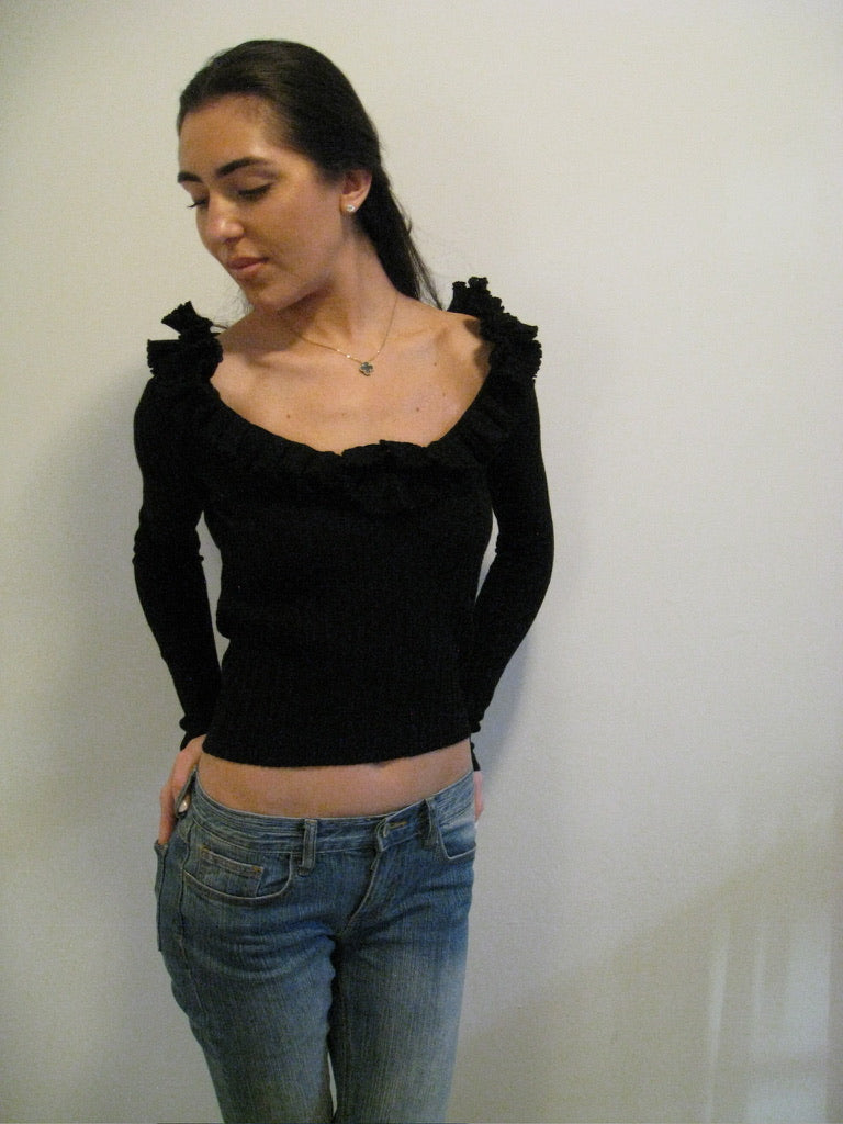 Black Ruffle Sweater