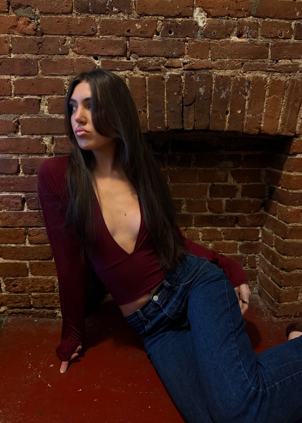 Red Wine Deep Plunge Top