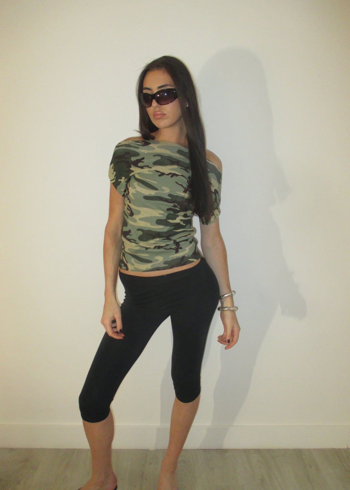 Camo Off Shoulder Top