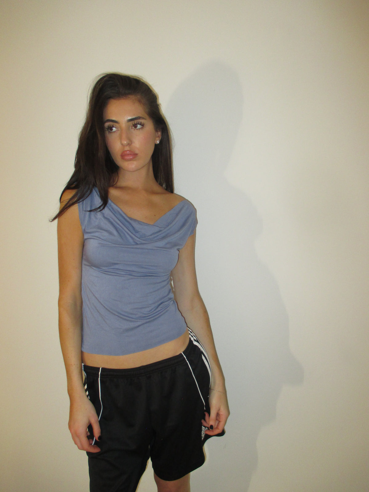 Dusty Blue Off Shoulder Top