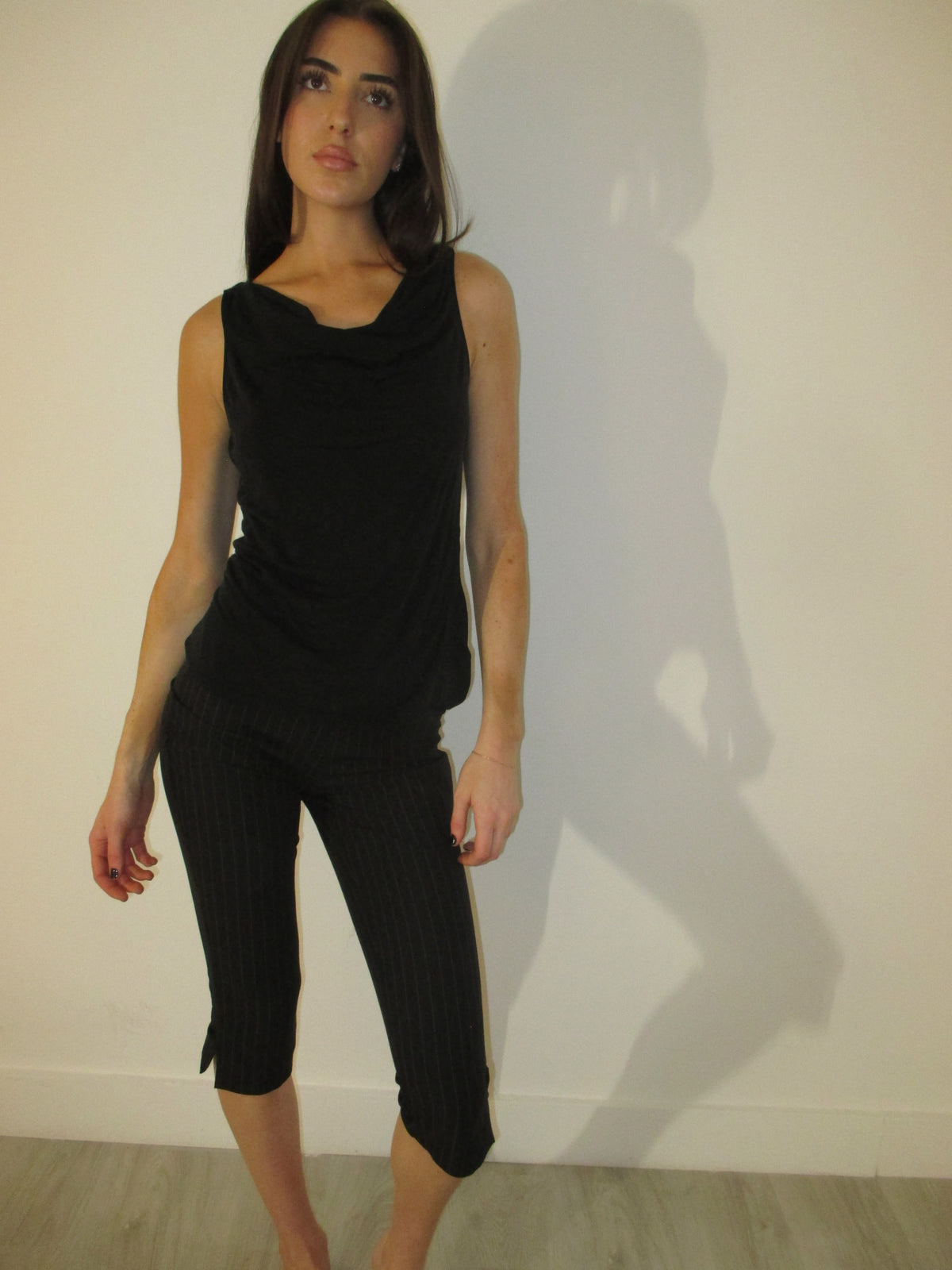 Black Cowl Neck Top