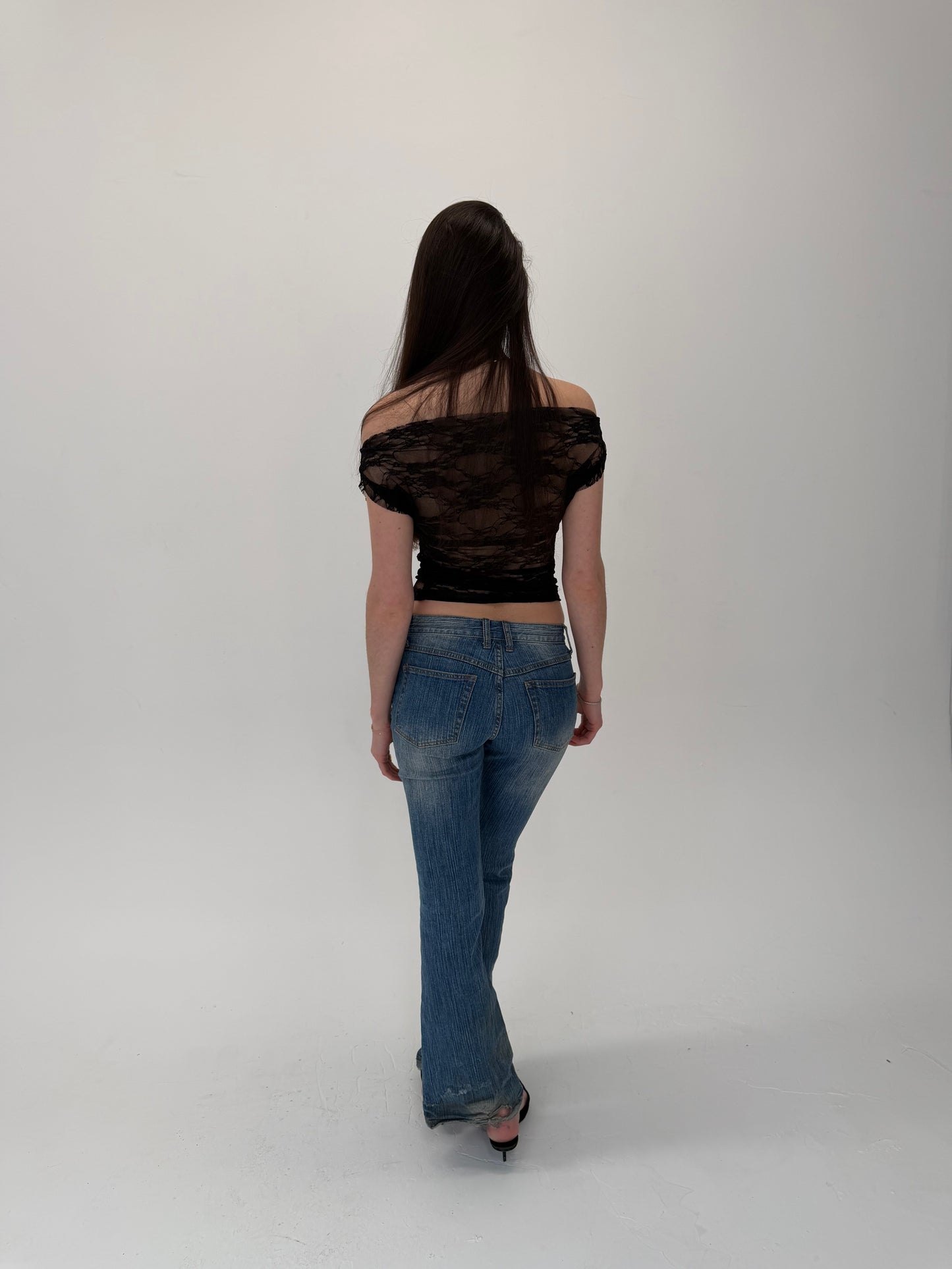 Midnight Lace Off Shoulder Top