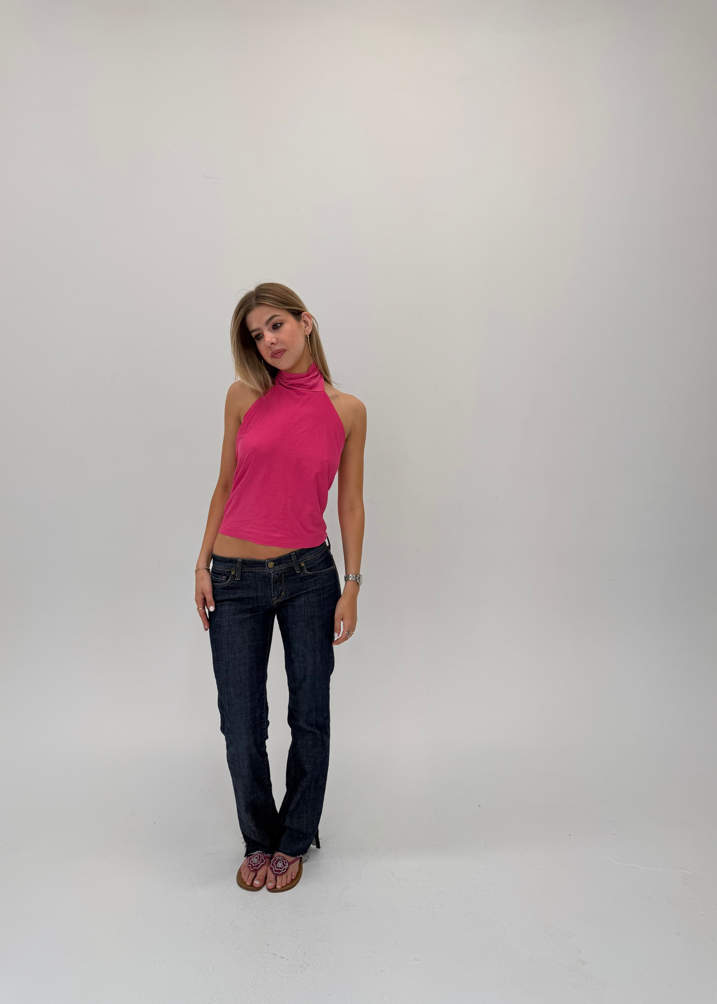Hot Pink High Neck Top