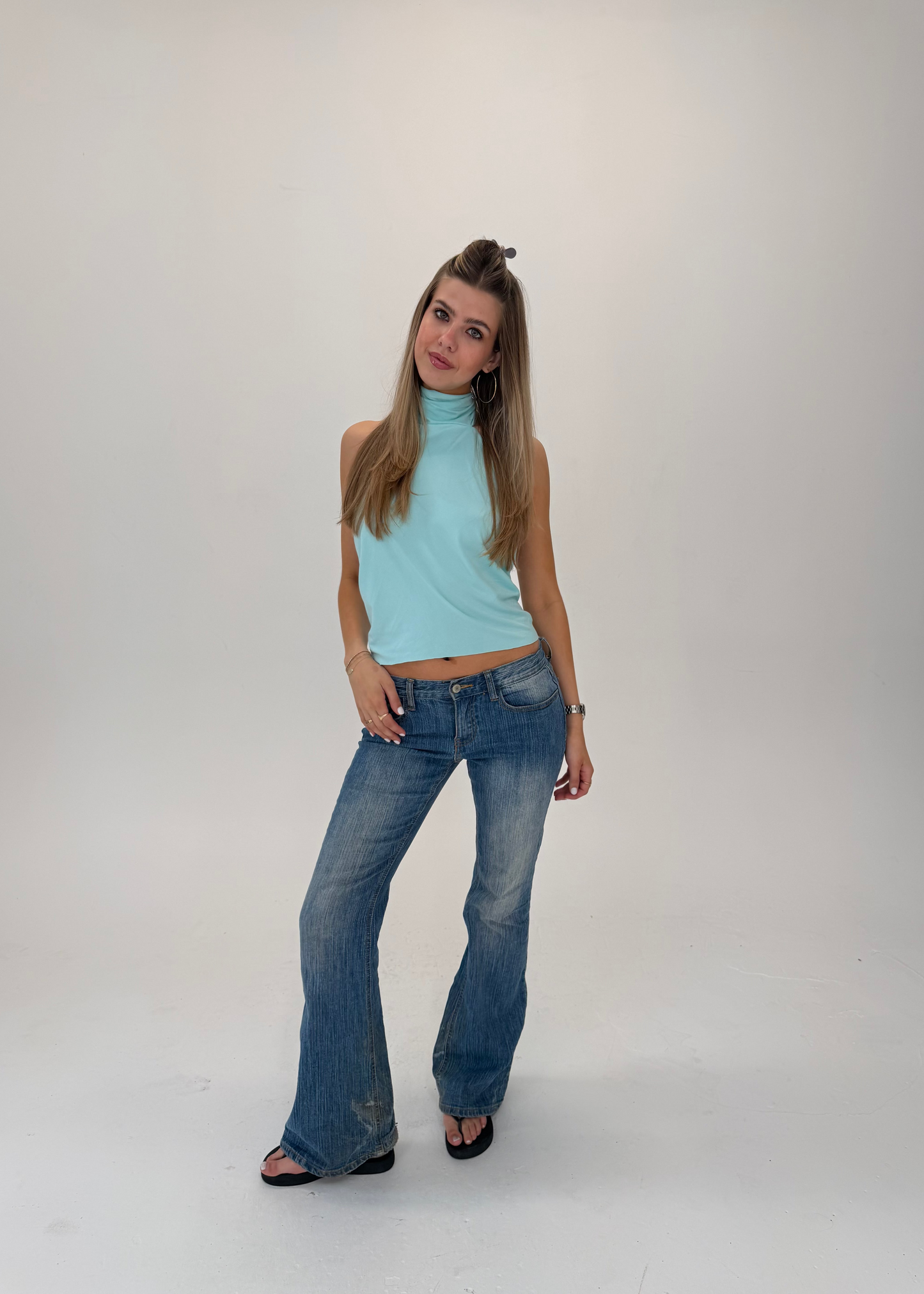 Aqua High Neck Top