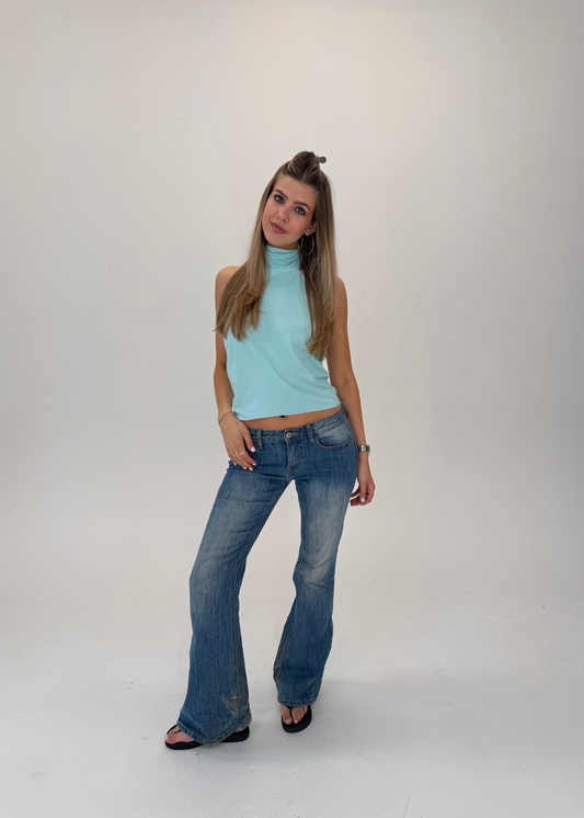 Aqua High Neck Top