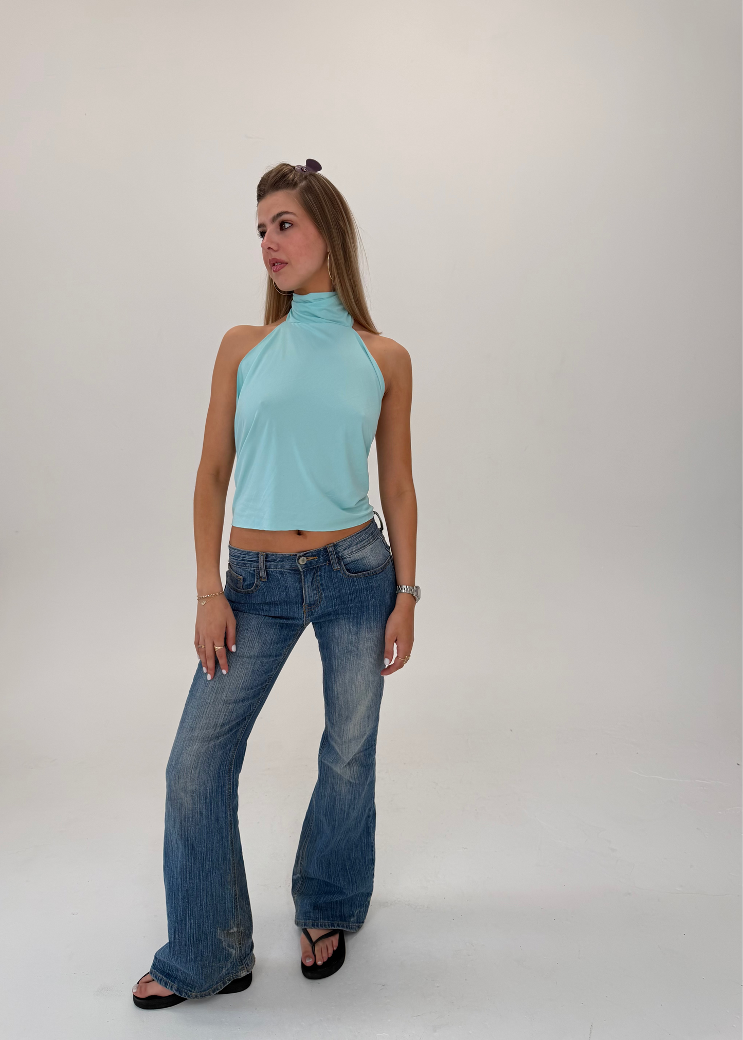 Aqua High Neck Top