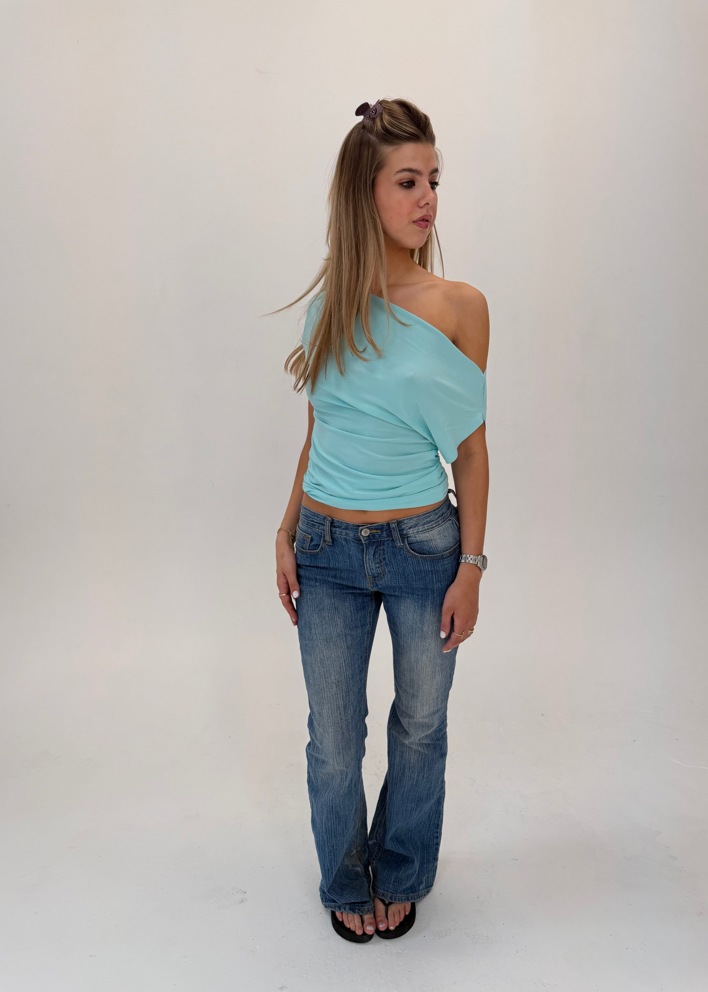 Aqua Off Shoulder Top