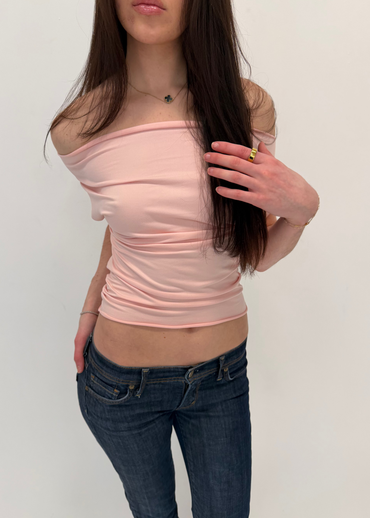 Ballet Pink Off Shoulder Top