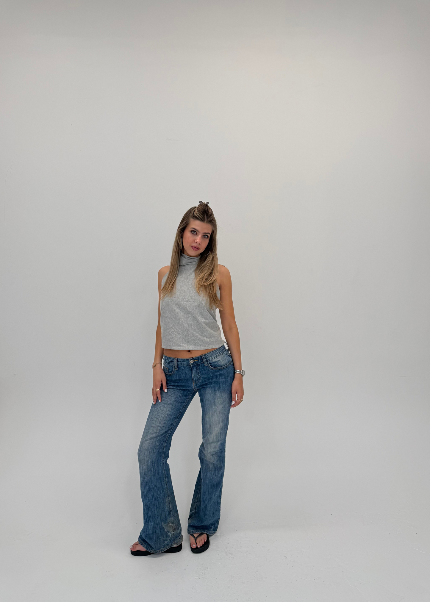 Grey High Neck Top