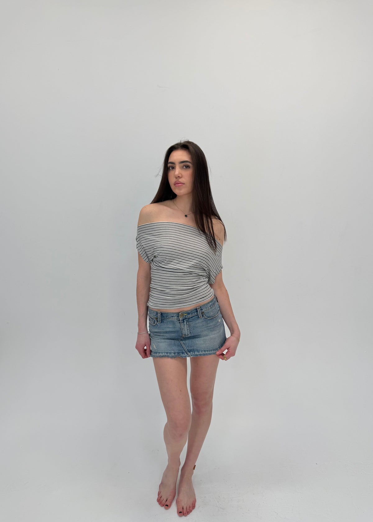 Downtown Lines Off Shoulder Top