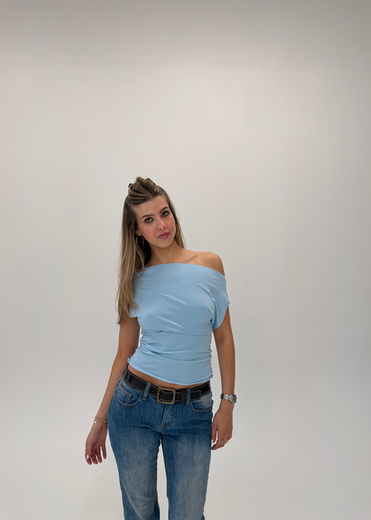 Baby Blue Off Shoulder Top