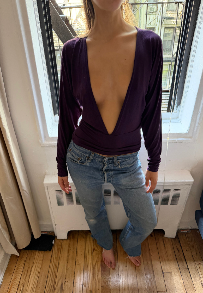 Plum Deep Plunge Top
