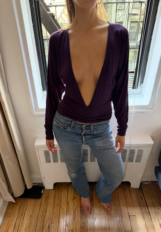 Plum Deep Plunge Top