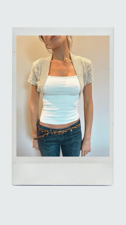 Cream and White Knitted Shawl
