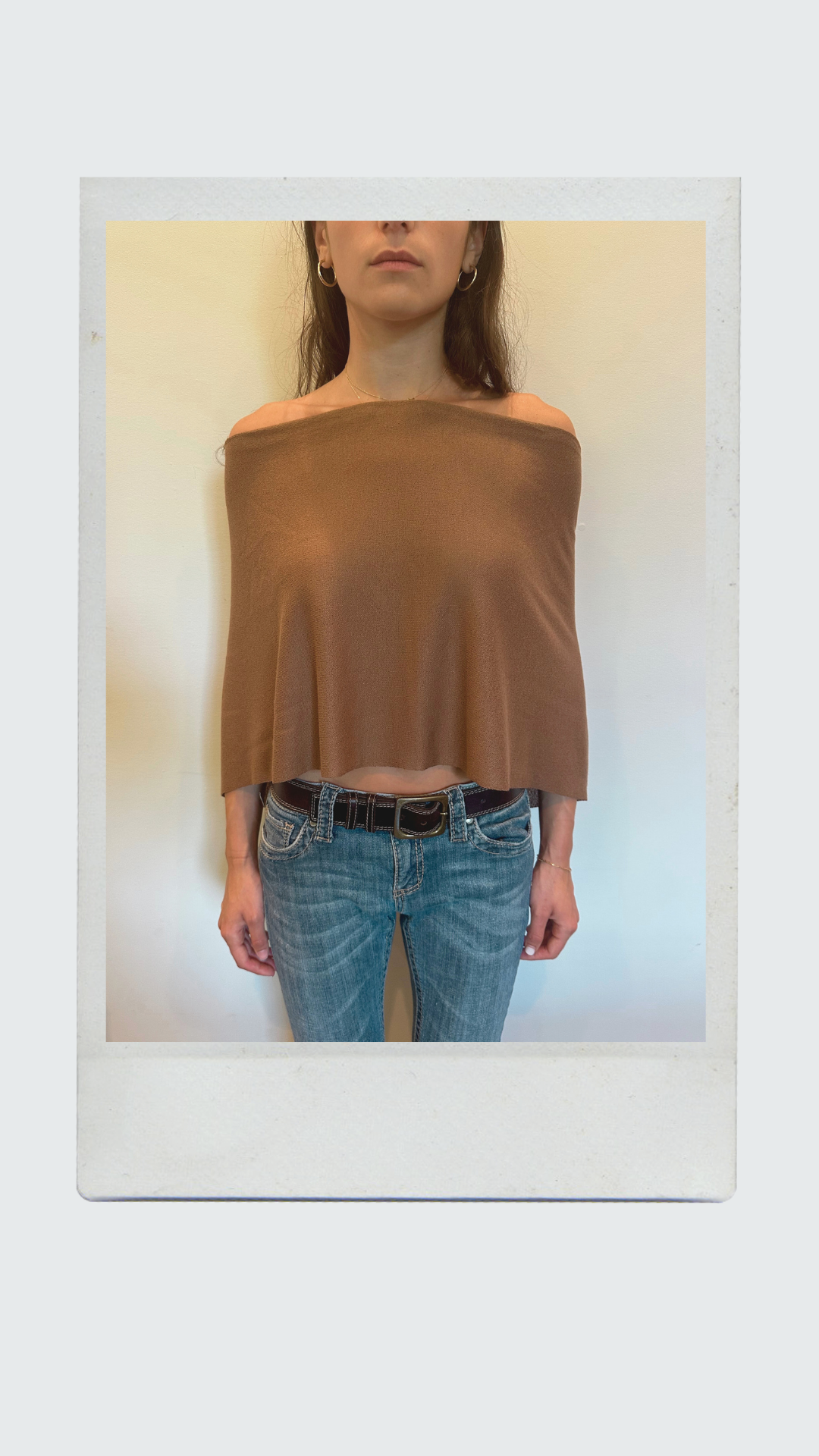 The Deux Knit Top In Mocha Brown (can be worn as plunge & poncho)