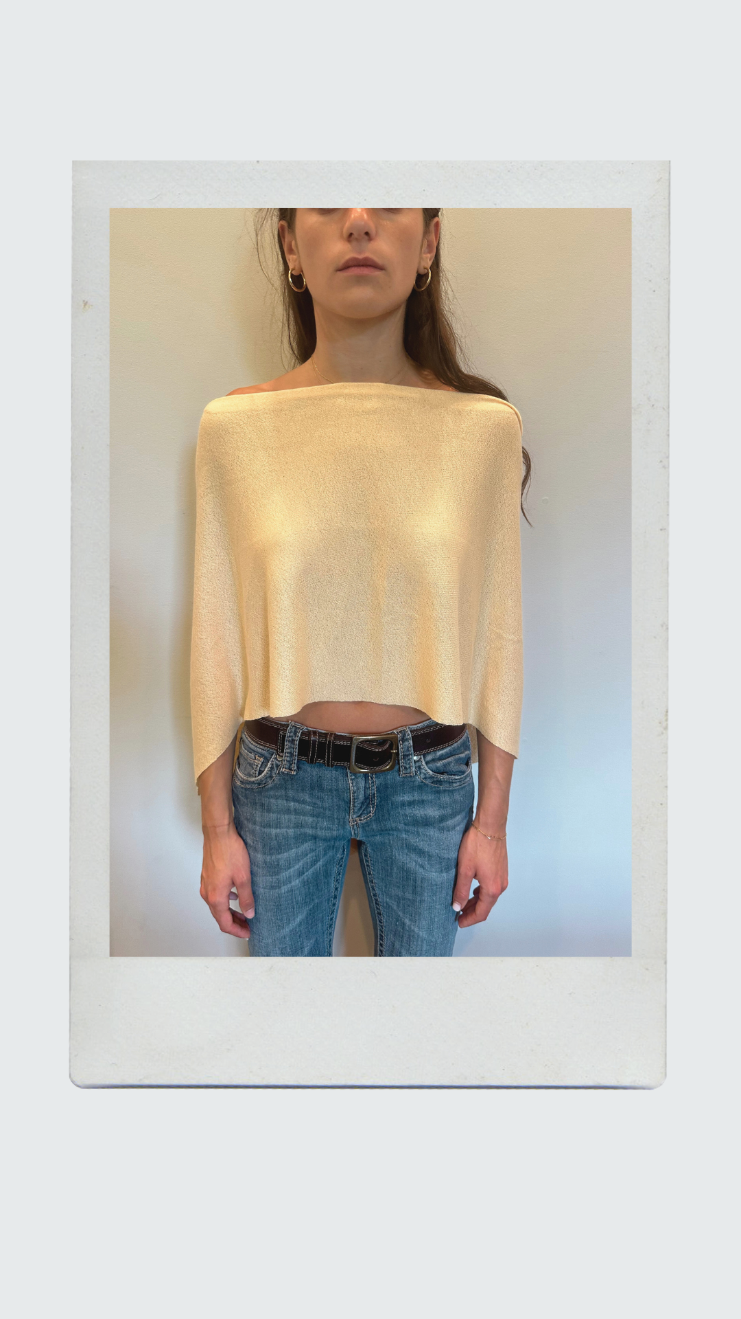 The Deux Knit Top in Cream (can be worn as plunge & poncho)