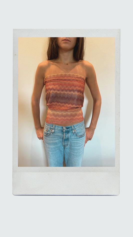 Golden Hour Chevron Drop Waist Tube Top