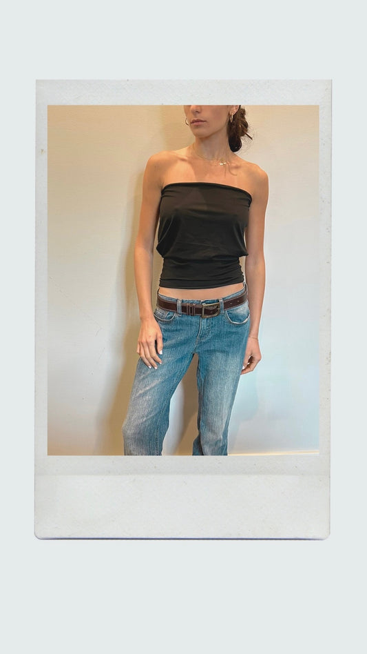 Black Drop Waist Tube Top