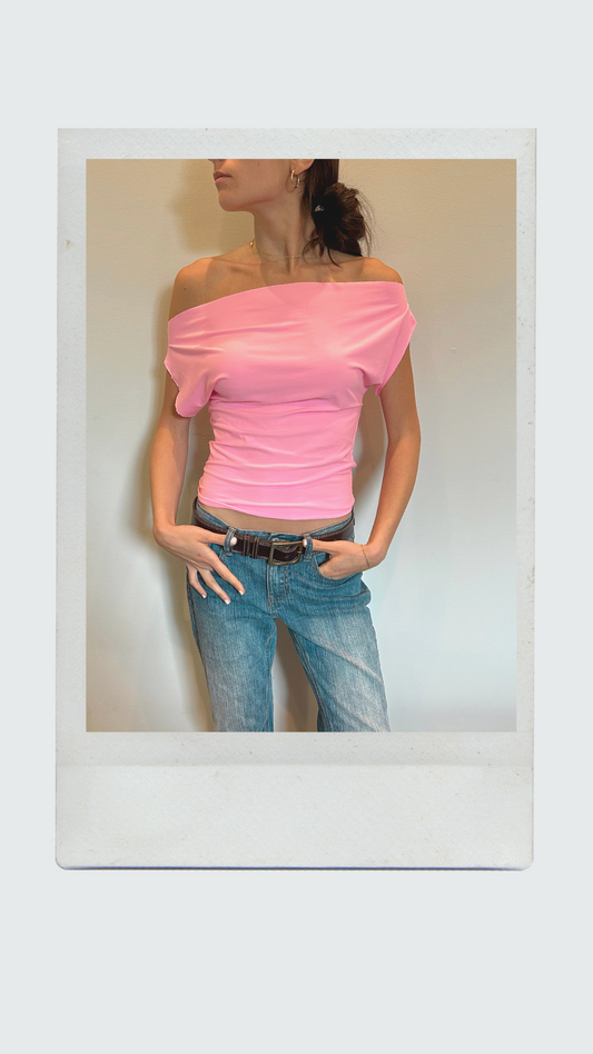 Bubble Gum Pink Off Shoulder Top