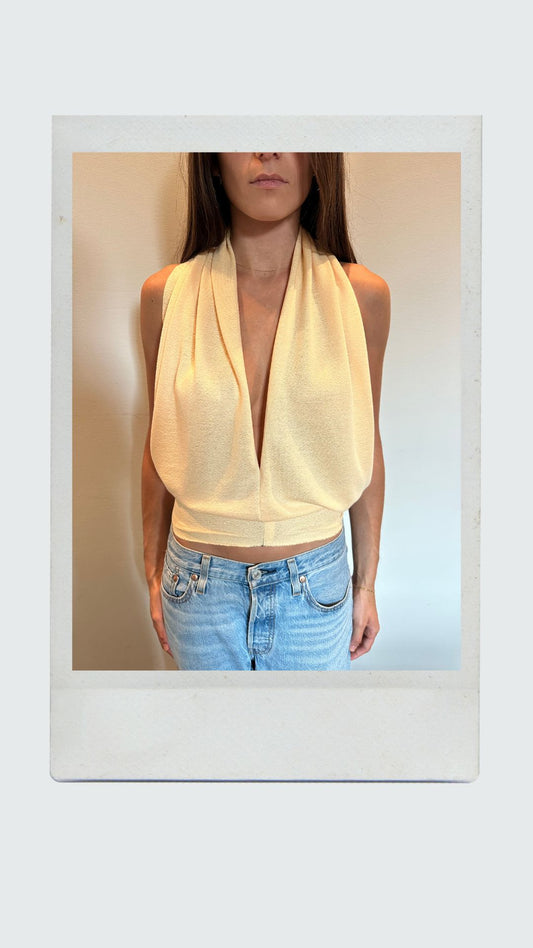 The Deux Knit Top in Cream (can be worn as plunge & poncho)